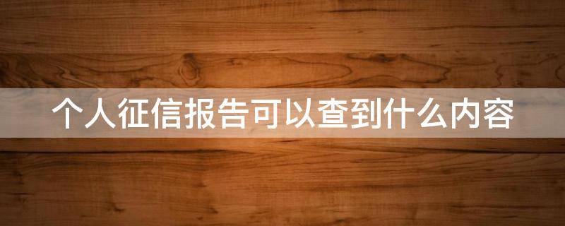个人征信报告可以查到什么内容 个人征信能查出什么内容