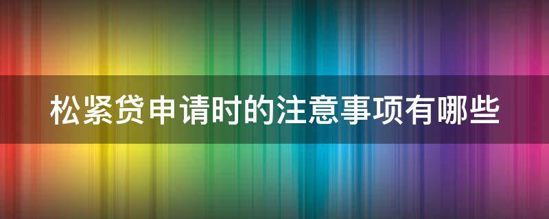 松紧贷申请时的注意事项有哪些 松紧贷审核要多久?大致情况出来了!