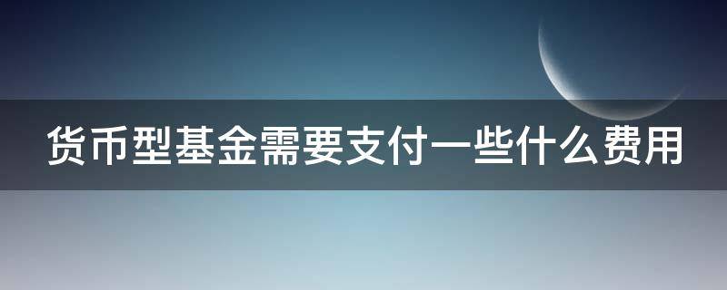 货币型基金需要支付一些什么费用（货币型基金会不会有损失本金的风险）
