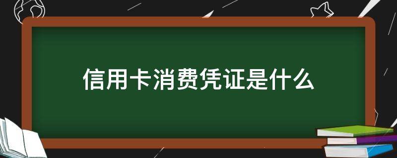 信用卡消费凭证是什么 信用卡消费凭证是什么样的图片