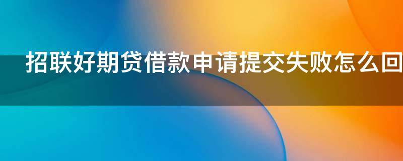 招联好期贷借款申请提交失败怎么回事