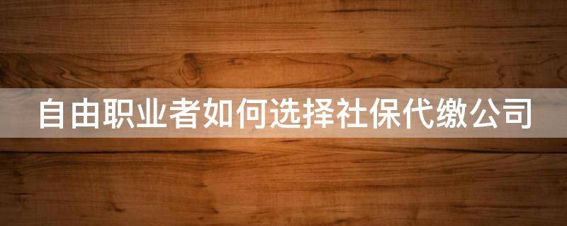 自由职业者如何选择社保代缴公司 自由职业者如何选择社保代缴公司呢