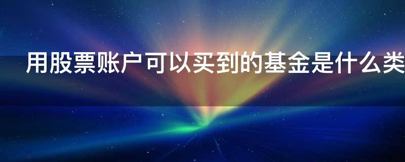 用股票账户可以买到的基金是什么类型