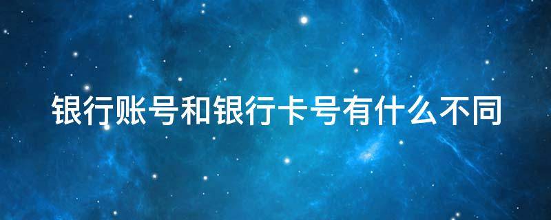 银行账号和银行卡号有什么不同（银行账号和银行卡号是一样的吗）