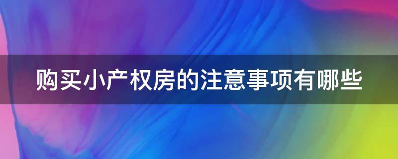 购买小产权房的注意事项有哪些（购买小产权房需要注意哪些事项）
