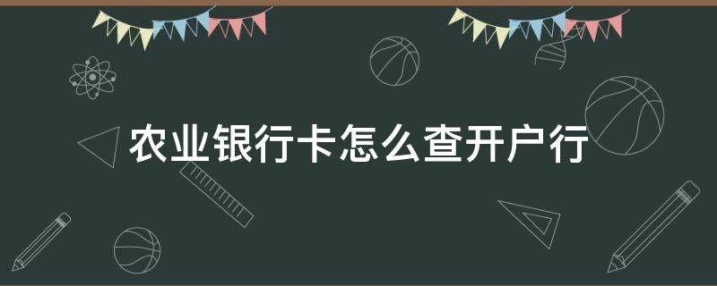 农业银行卡怎么查开户行 银行卡怎么开户