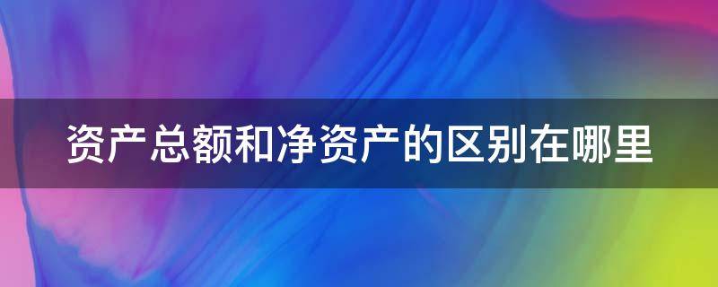 资产总额和净资产的区别在哪里 资产总额和净资产的区别在哪里呢