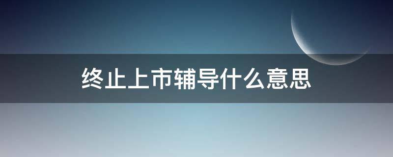 终止上市辅导什么意思 终止上市辅导意味