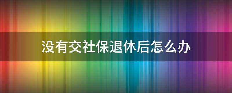 没有交社保退休后怎么办 没交社保退休了怎么办