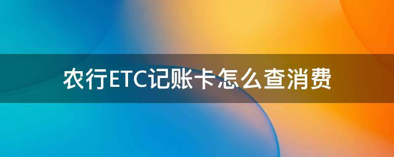 农行ETC记账卡怎么查消费 农行怎么查etc消费记录