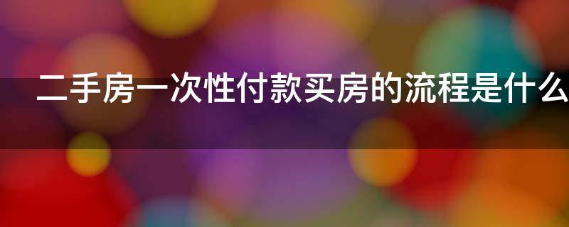 二手房一次性付款买房的流程是什么（购买二手房一次性付款流程及费用）