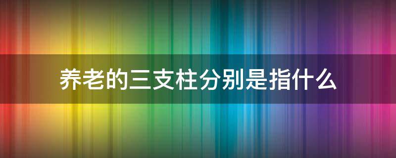 养老的三支柱分别是指什么（养老三大支柱是谁提出来的）