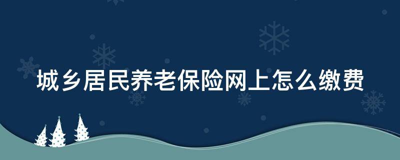 城乡居民养老保险网上怎么缴费（城乡居民养老保险网上怎么缴费不了）