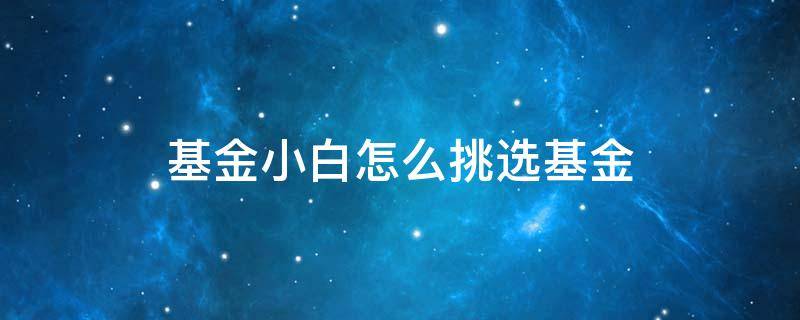 基金小白怎么挑选基金（新手怎样挑选基金）