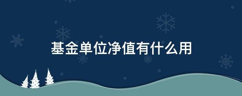 基金单位净值有什么用（基金单位净值是什么意思?多少值得投资?）