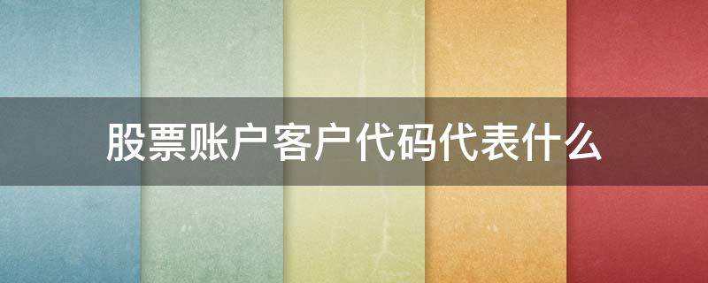 股票账户客户代码代表什么（股票账户客户代码代表什么内容）
