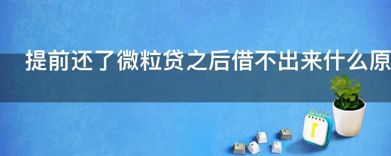 提前还了微粒贷之后借不出来什么原因