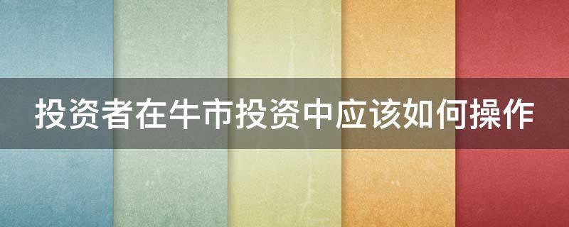 投资者在牛市投资中应该如何操作（投资人都喜欢牛市,因为牛市是投资人都赚钱的市场）