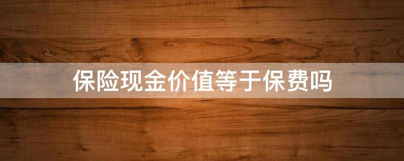 保险现金价值等于保费吗 保险现金价值啥意思