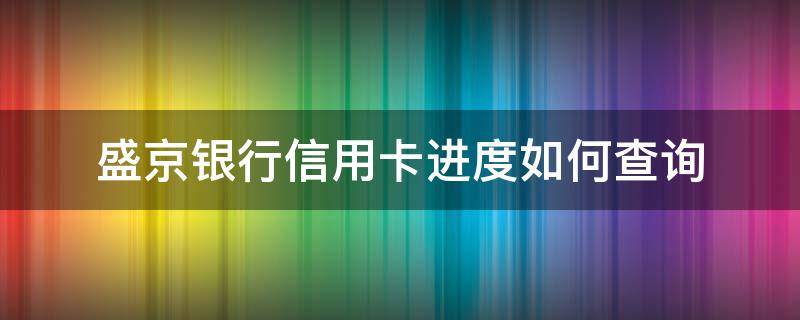 盛京银行信用卡进度如何查询（盛京银行信用卡进度如何查询）