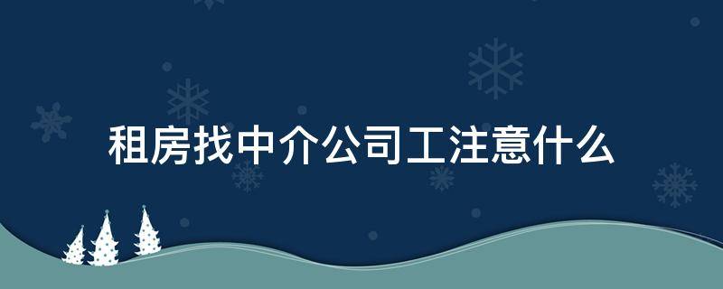 租房找中介公司工注意什么（租房找房产中介）