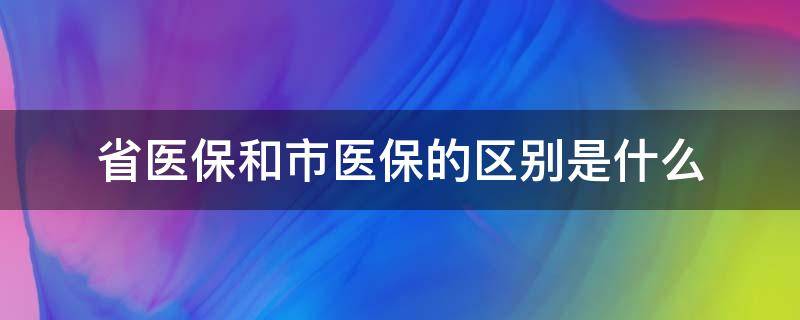 省医保和市医保的区别是什么 省医保和市医保的区别是什么呢