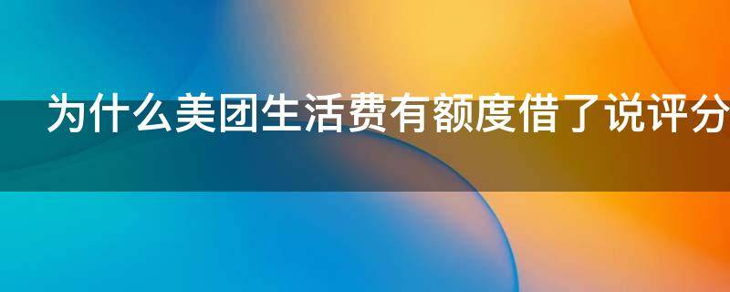 为什么美团生活费有额度借了说评分不足