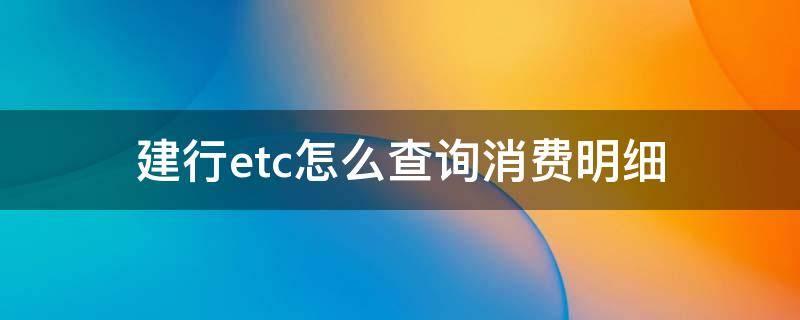 建行etc怎么查询消费明细（建行etc怎么查询消费明细记录）