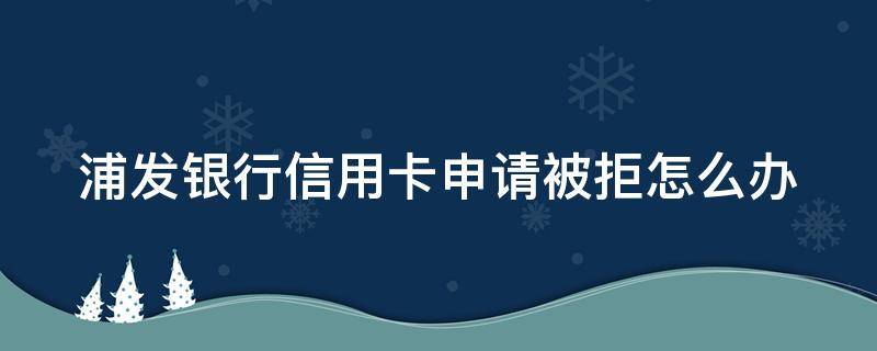 浦发银行信用卡申请被拒怎么办（浦发银行信用卡申请被拒怎么办理）