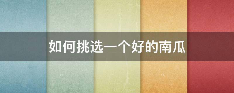如何挑选一个好的南瓜（怎样挑选好吃的南瓜方法）