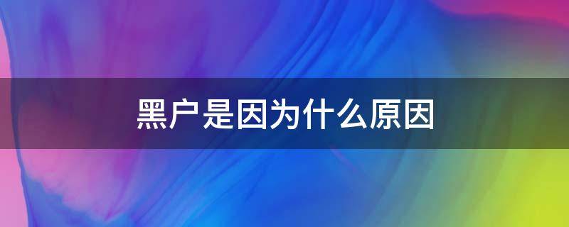 黑户是因为什么原因（黑户是因为什么原因造成的）