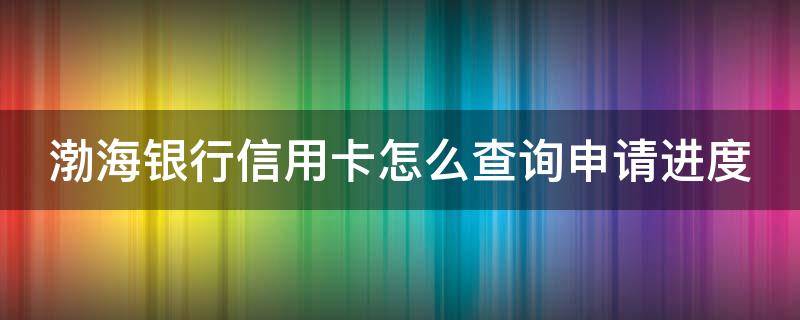 渤海银行信用卡怎么查询申请进度 渤海银行信用卡怎么查询申请进度信息