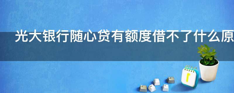 光大银行随心贷有额度借不了什么原因
