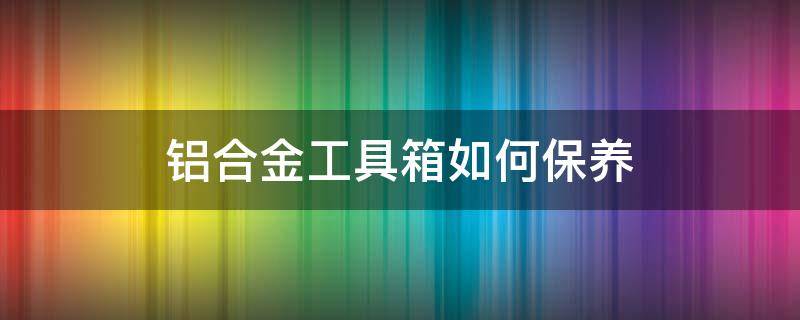 铝合金工具箱如何保养（铝合金 工具箱）