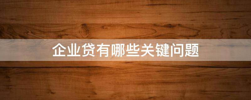 企业贷有哪些关键问题 企业贷款的相关条件都是什么