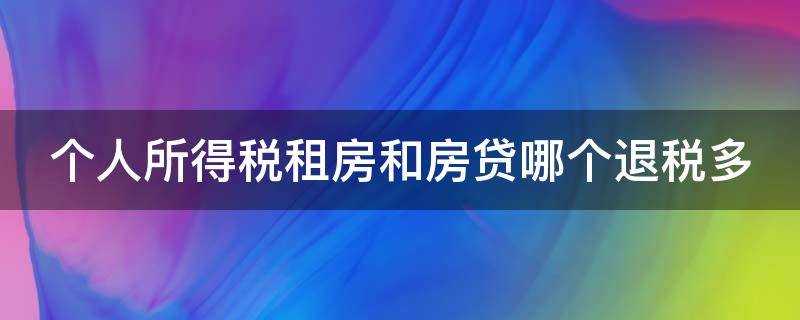 个人所得税租房和房贷哪个退税多（个人所得税租房和房贷哪个退税多些）