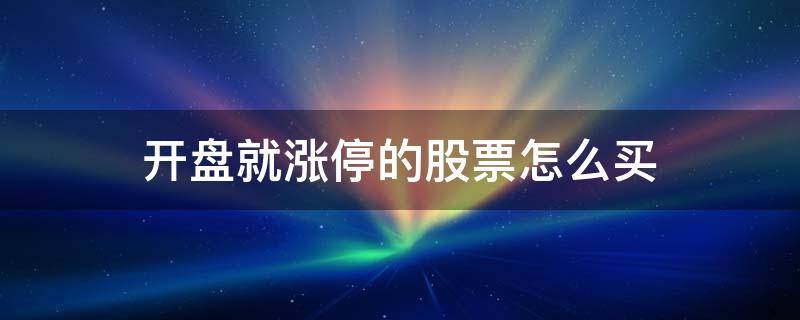 开盘就涨停的股票怎么买（一开盘就涨停 怎么买）