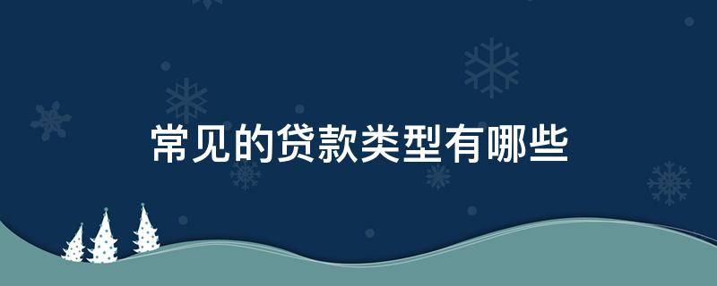 常见的贷款类型有哪些（常见的贷款类型有哪些种类）