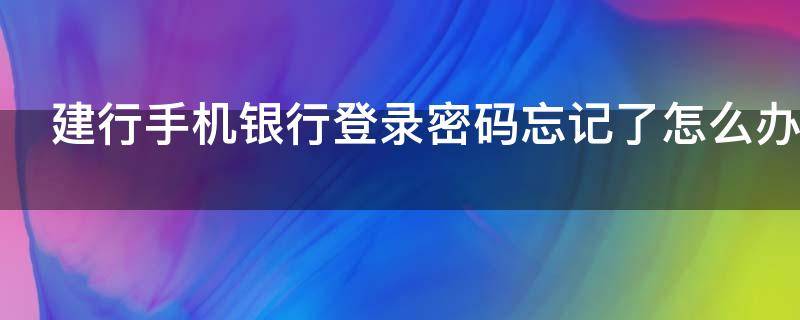 建行手机银行登录密码忘记了怎么办（建行手机银行登录密码忘了怎么办行）