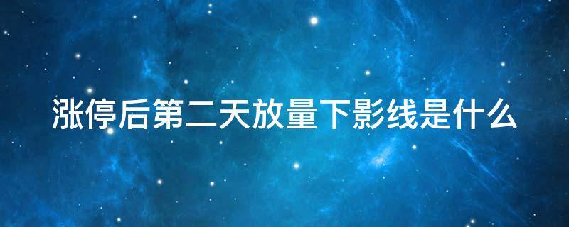 涨停后第二天放量下影线是什么（涨停后第二天放量下跌是什么意思）