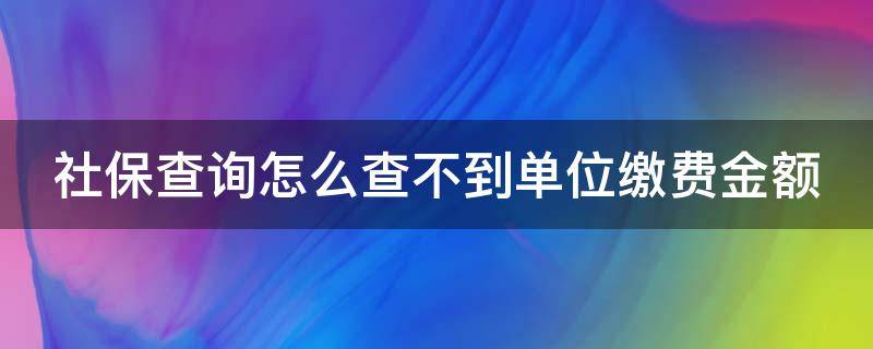 社保查询怎么查不到单位缴费金额 社保查询为什么查不到单位交费金额