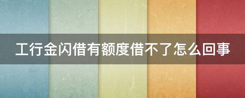 工行金闪借有额度借不了怎么回事 工行金闪借有额度借不了怎么回事儿