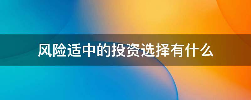 风险适中的投资选择有什么 风险适中的投资选择有什么意义