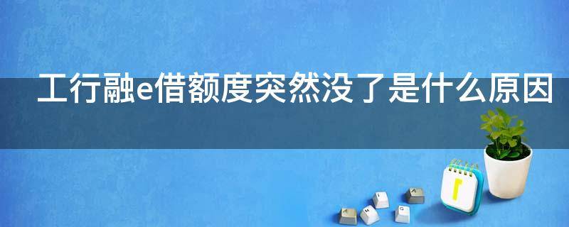 工行融e借额度突然没了是什么原因 工行融e借有额度但是借不出来怎么办