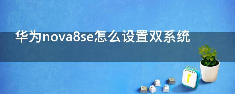 华为nova8se怎么设置双系统