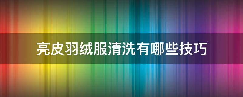 亮皮羽绒服清洗有哪些技巧（今年流行的亮皮羽绒服怎么清洗）