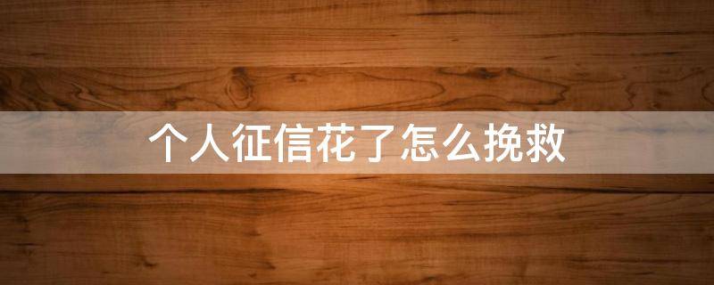 个人征信花了怎么挽救 个人征信花了怎么补救