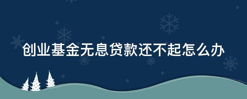 创业基金无息贷款还不起怎么办（创业基金还不上怎么办）