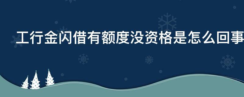 工行金闪借有额度没资格是怎么回事 工商金闪借