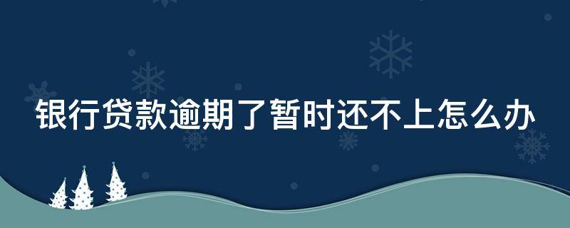 银行贷款逾期了暂时还不上怎么办（信用卡逾期了暂时还不上怎么办）